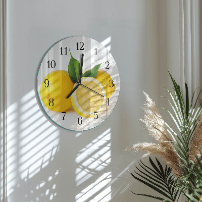 Skleněné nástěnné hodiny Citrony