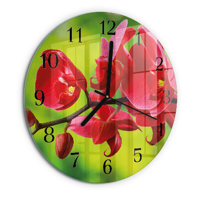 Skleněné nástěnné hodiny Orchidej