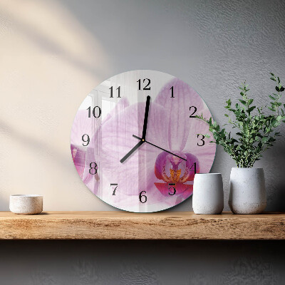 Skleněné nástěnné hodiny Orchidej