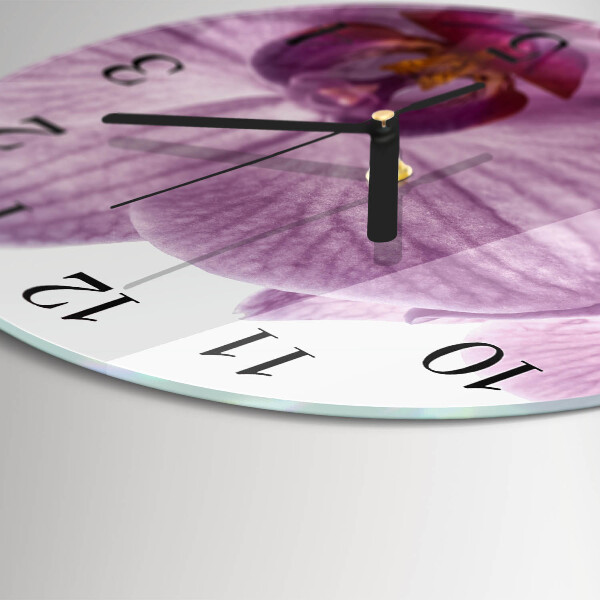 Skleněné nástěnné hodiny Orchidej