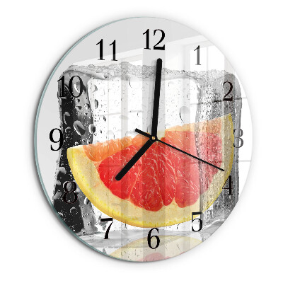Skleněné nástěnné hodiny Grapefruitová zmrzlina