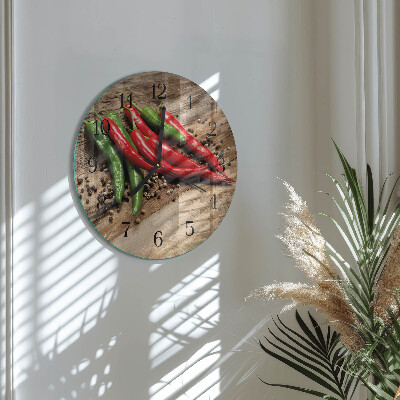 Skleněné nástěnné hodiny Chilli papričky