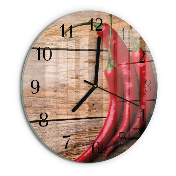 Skleněné nástěnné hodiny Chilli papričky
