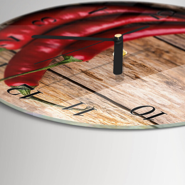 Skleněné nástěnné hodiny Chilli papričky