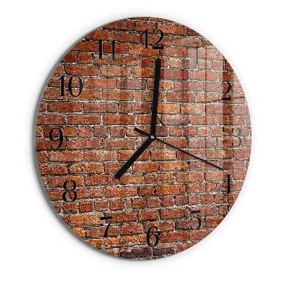 Skleněné nástěnné hodiny Cihlový