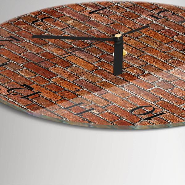 Skleněné nástěnné hodiny Cihlový