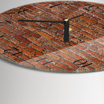Skleněné nástěnné hodiny Cihlový