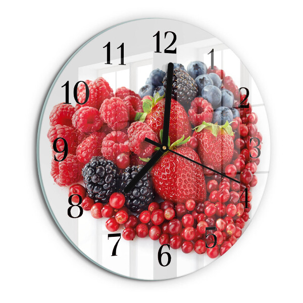 Skleněné nástěnné hodiny Ovoce