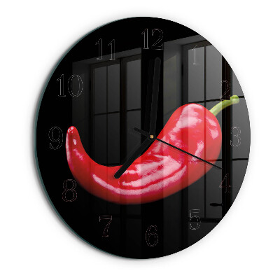 Skleněné nástěnné hodiny Chilli papričky