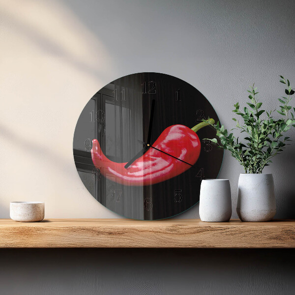 Skleněné nástěnné hodiny Chilli papričky