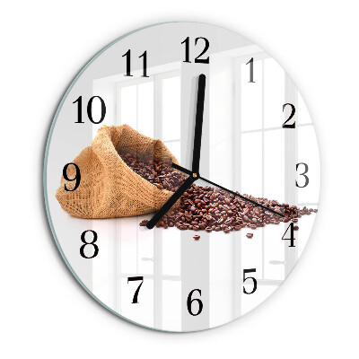 Skleněné nástěnné hodiny Kávová zrna