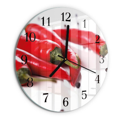 Skleněné nástěnné hodiny Chilli papričky
