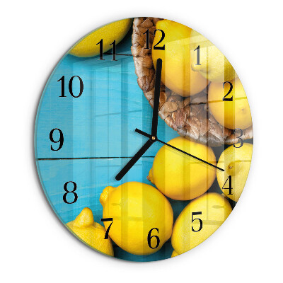 Skleněné nástěnné hodiny Citrony