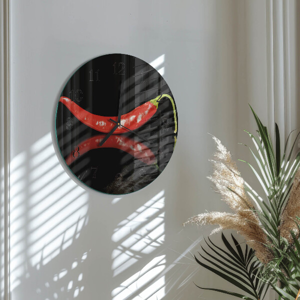Skleněné nástěnné hodiny Chilli papričky