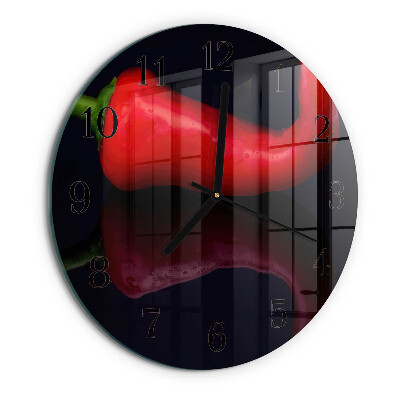 Skleněné nástěnné hodiny Chilli papričky