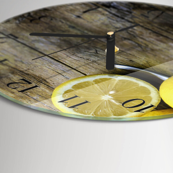 Skleněné nástěnné hodiny Šťavnaté citrony