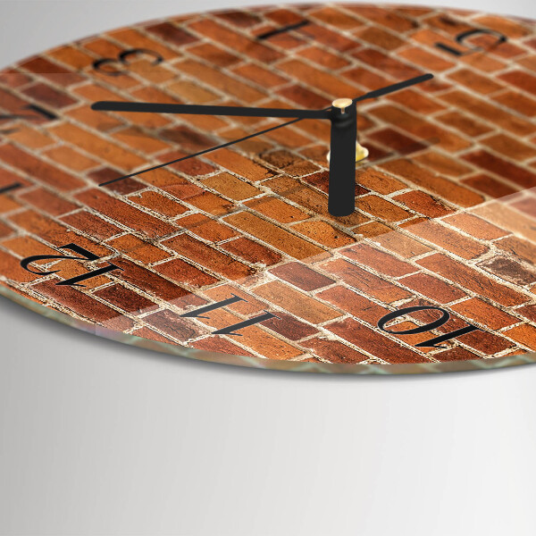 Skleněné nástěnné hodiny Cihlová zeď