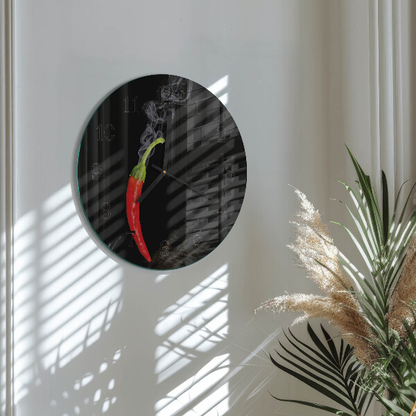 Skleněné nástěnné hodiny Chilli paprička