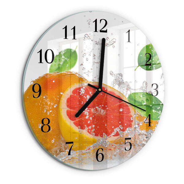 Skleněné nástěnné hodiny Grapefruit