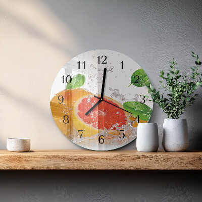 Skleněné nástěnné hodiny Grapefruit