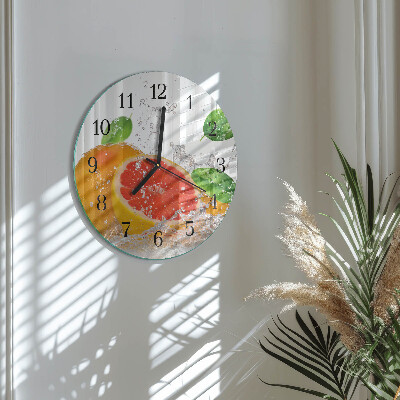 Skleněné nástěnné hodiny Grapefruit