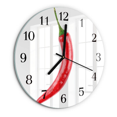 Skleněné nástěnné hodiny Chilli paprička