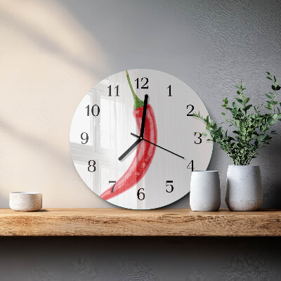 Skleněné nástěnné hodiny Chilli paprička