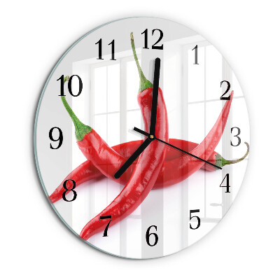 Skleněné nástěnné hodiny Chilli papričky