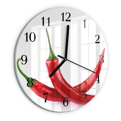 Skleněné nástěnné hodiny Chilli papričky
