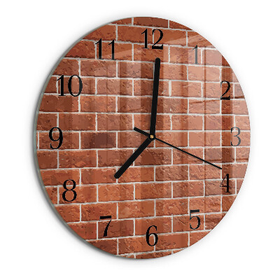 Skleněné nástěnné hodiny Cihlová zeď