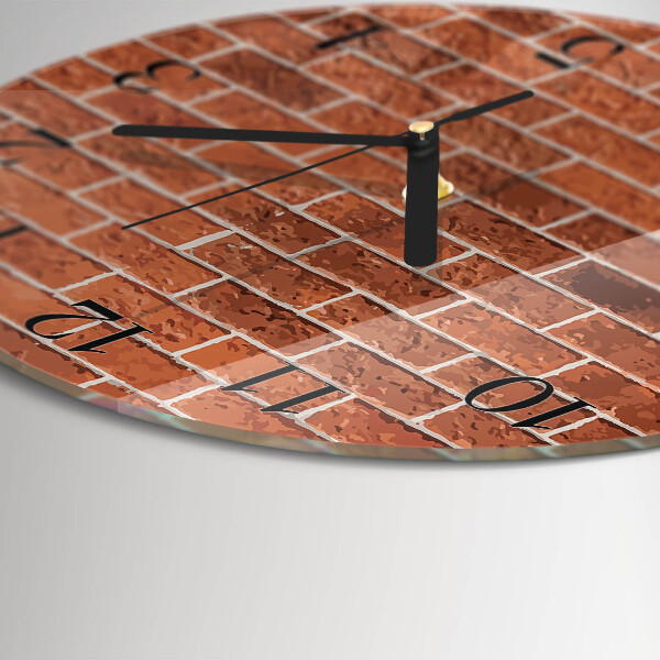 Skleněné nástěnné hodiny Cihlová zeď