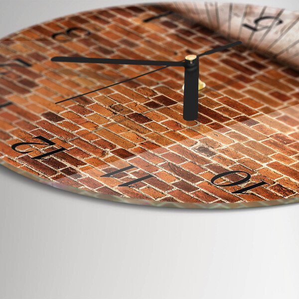 Skleněné nástěnné hodiny Cihlová zeď