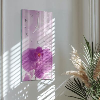 Skleněné hodiny vertikální Orchidej