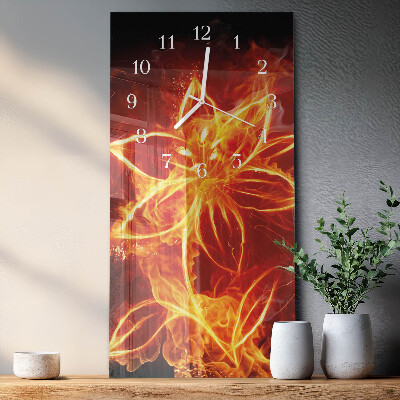 Skleněné hodiny vertikální Ohnivý květ