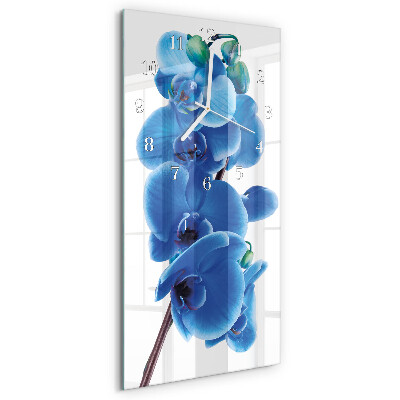 Skleněné hodiny vertikální Orchidej