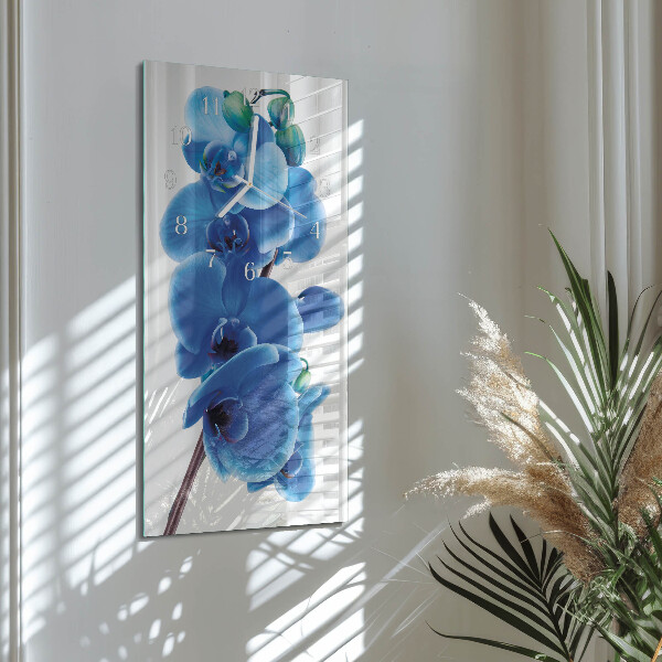 Skleněné hodiny vertikální Orchidej