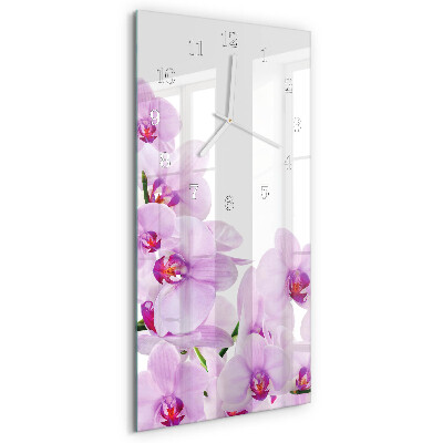 Skleněné hodiny vertikální Orchideje