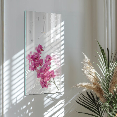 Skleněné hodiny vertikální Orchideje