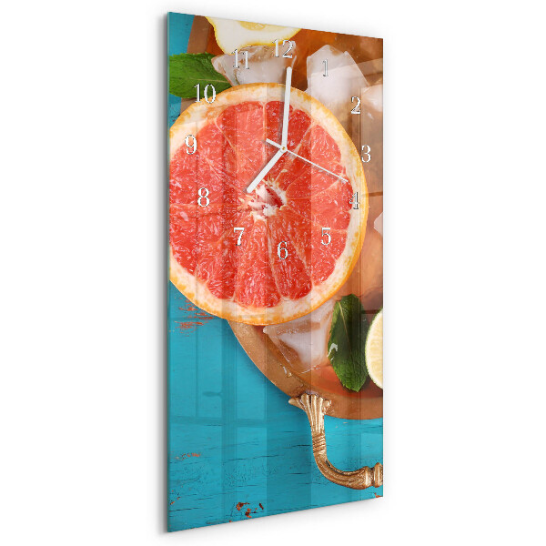 Skleněné hodiny vertikální Grapefruit