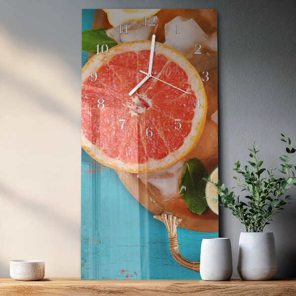 Skleněné hodiny vertikální Grapefruit