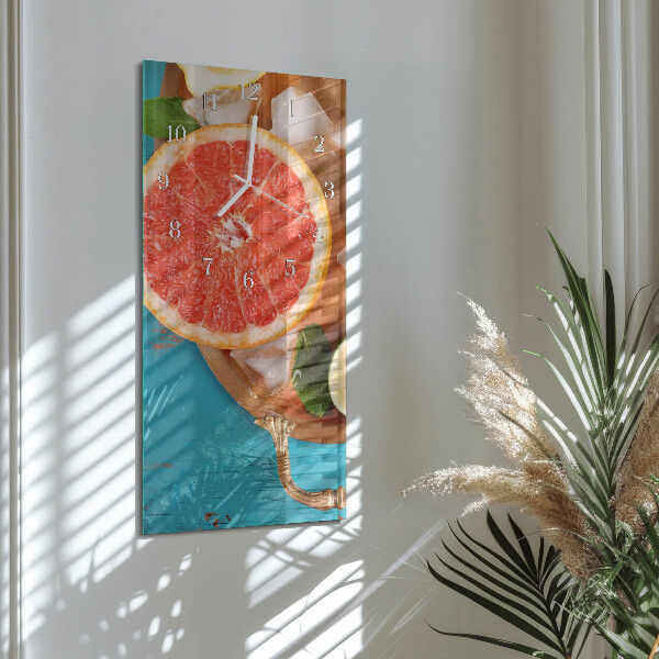 Skleněné hodiny vertikální Grapefruit