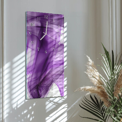 Skleněné hodiny vertikální Violový vzor