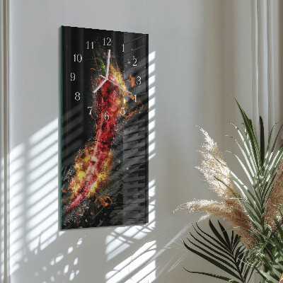 Skleněné hodiny vertikální Pálivá paprika