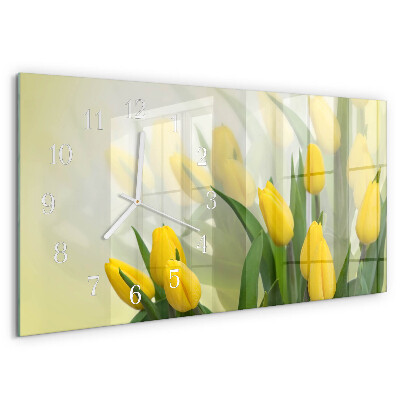 Skleněné hodiny horizontální Tulipány