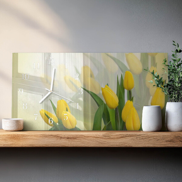 Skleněné hodiny horizontální Tulipány