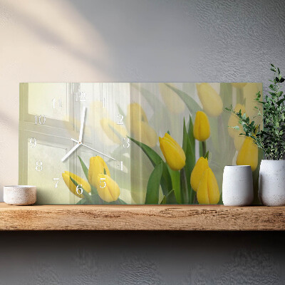 Skleněné hodiny horizontální Tulipány