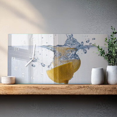Skleněné hodiny horizontální Citron ve vodě