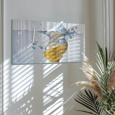 Skleněné hodiny horizontální Citron ve vodě