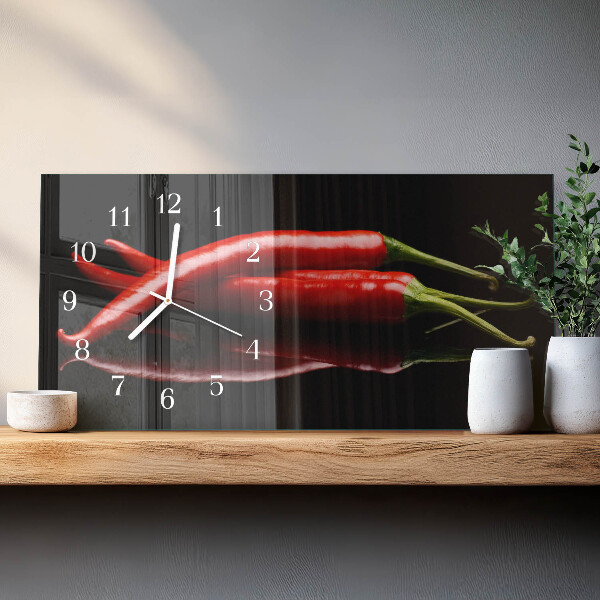 Skleněné hodiny horizontální Chilli papričky
