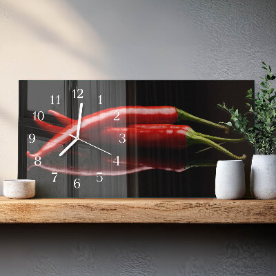 Skleněné hodiny horizontální Chilli papričky